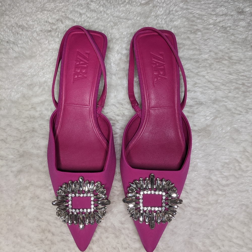 Zara Pink Slingback Heels, Size 41